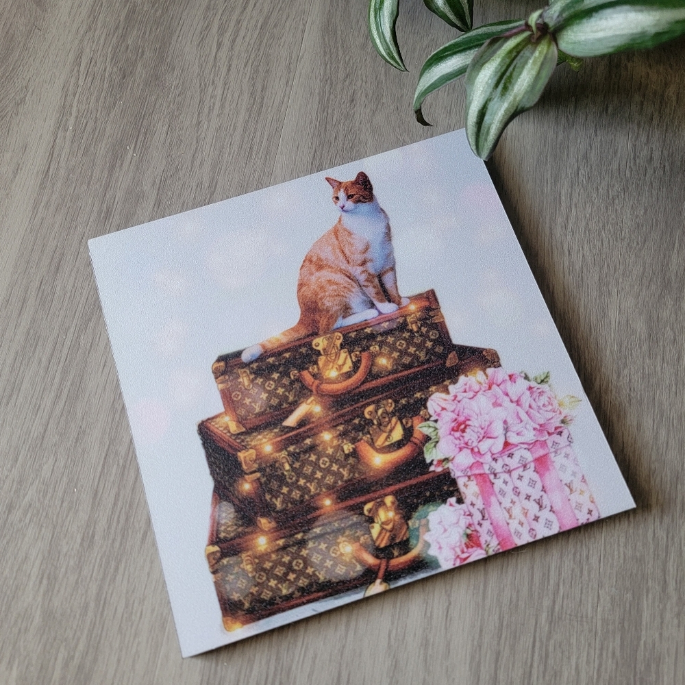 Pet Lover Cat Decor Design Cat on Luggage Art Print Decor
